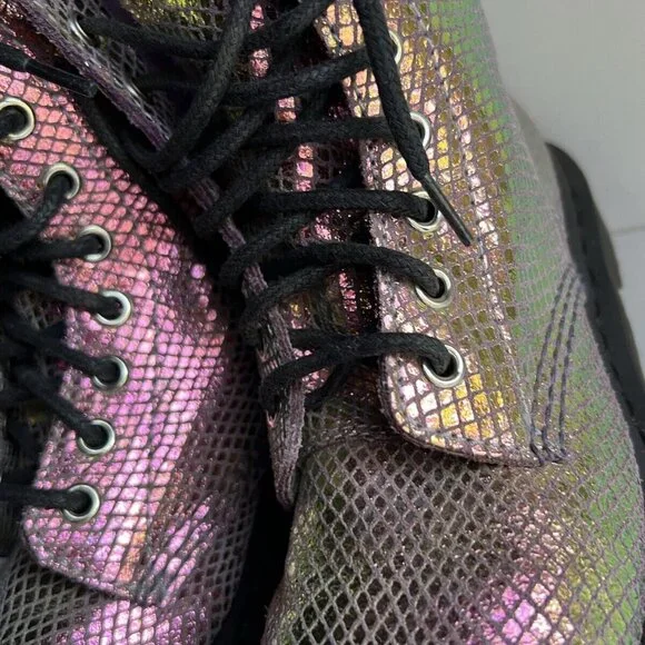 Dr. Martens 1460 Pascal Pink Iridescent Metallic Shiny Combat Boots Size 6 - Picture 12 of 16